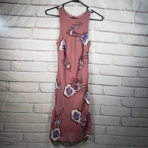 NWT Wild Fable Womens size XXS Dusty Pink Midi Tank Dress with Floral Pattern